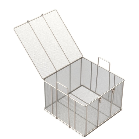 Anysizebasket Rectangular Wire Mesh Basket: 18Lx18Wx12H, 304 SS, 5/16 Rod Frame, Mesh: 4 x .063 TMT-180180120-Q04S